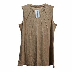 NWT | RIROW Beige Pleated Sunburst Tank Top | Sleeveless | Size Large